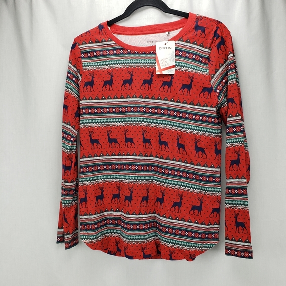 OSTIN Long Sleeve Christmas Holiday Top Size Medium NWT - Picture 1 of 5